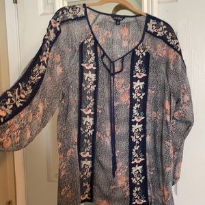 Navy Blue Print Blouse